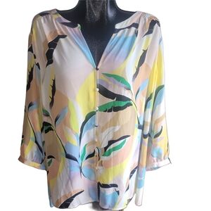 Rose & Olive Multicolor Abstract Top Size 3X